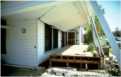 Collapse of a wood-frame house which slid over the cripple wall, 1983 Coalinga, California earthquake (EERI) 